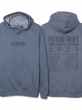 Taylor Swift Eras Tour 2023 Hoodie Gray Oversized Large Washed Vintage Style